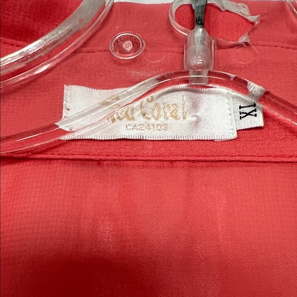 Chic Coral Tie-Front Blouse - Picture 2 of 3